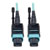 MTP/MPO Patch Cable, 12 Fiber, 40GbE, 40GBASE-SR4, OM3 Plenum-Rated - Aqua, 5M (16 ft.) N844-05M-12-P